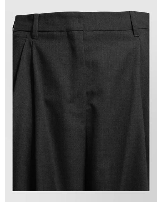 Max Mara Gray Wool Tailoring Trousers Wide Leg Design