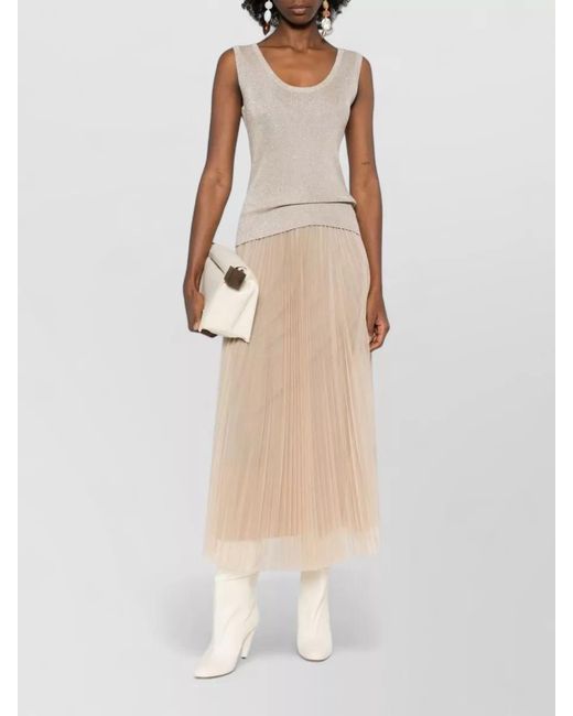 Fabiana Filippi Natural Metallic Scoop Neck Sleeveless Tank Top