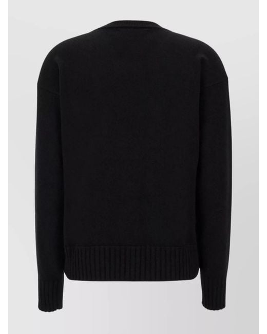 Jil Sander Black Cashmere Ribbed Oversized Sweater