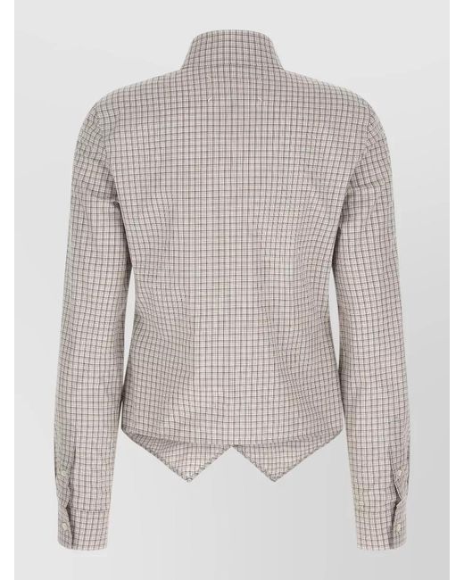 Maison Margiela Gray Checked Cotton Pointed Hem Shirt