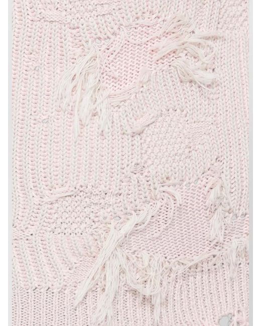 MM6 by Maison Margiela Pink High Neck Cotton Gilet Ribbed Sleeveless
