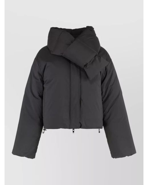Alexander Wang Black Down Jacket Removable Scarf Mid Season