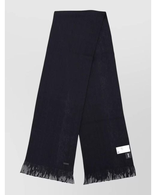 Boss Blue Wool Scarf for men