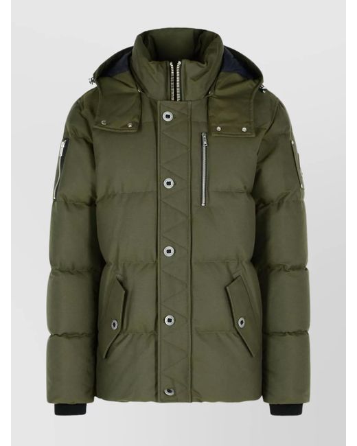 Moose Knuckles Green Zip Detailed Hooded Coat for men