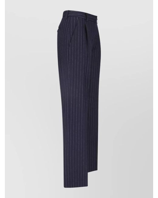 Lardini Blue Tailored Pinstripe Suit Trousers Back Pockets