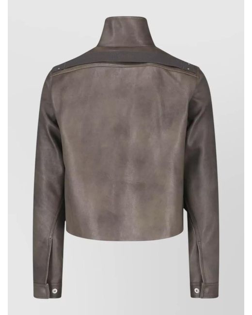 Rick Owens Gray Leather Coat for men