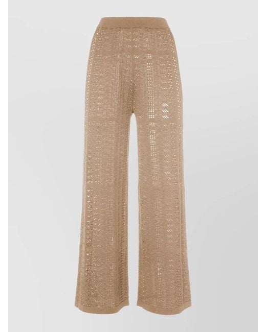 Malo Natural Wide-Leg Trousers