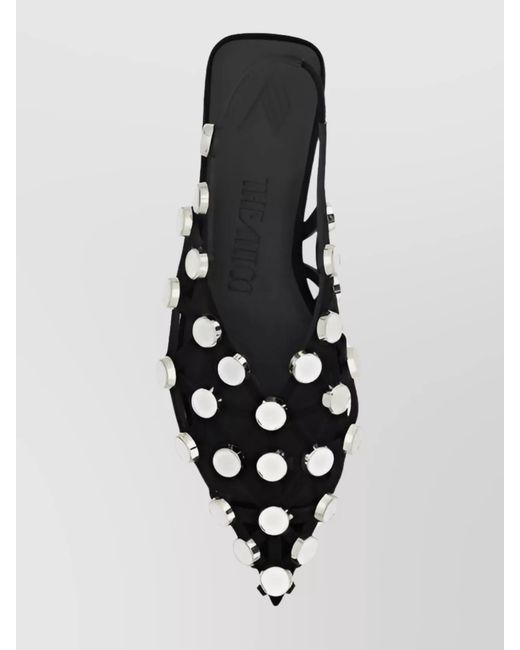 The Attico Metallic Leather Studded Cutout Ballerina Flats