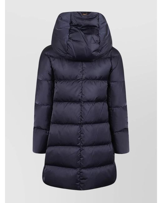 Herno Blue A-Shape Hooded Coat