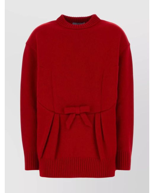 Prada Red Virgin Wool Oversized Jumper