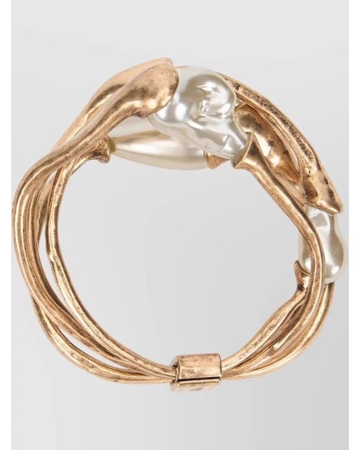 Weekend by Maxmara Metallic Braided Bracelet Adjustable Design Pearl Accents