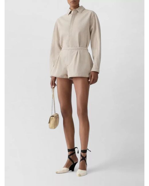 Jacquemus Natural Tailored Denim Shorts Pleated Elastic Waistband