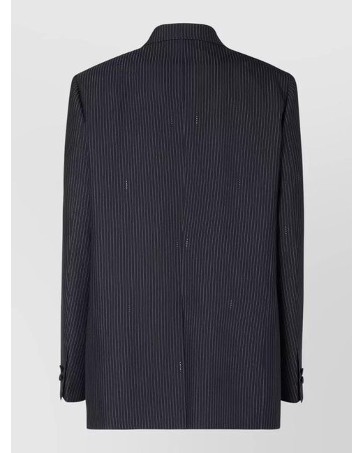 Fendi Blue Pinstripe Double-Breasted Wool Blazer