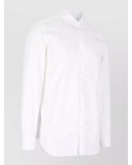 Finamore 1925 White Shirt Casual Straight Cut Collar Long Sleeves for men