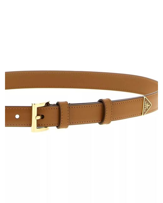 Prada White Leather Belt Featuring Signature Hardware