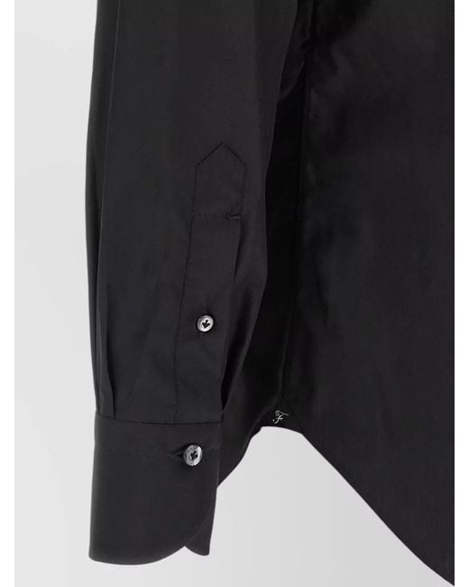 Finamore 1925 Black Napoli Button Down Collar Long Sleeve Shirt for men