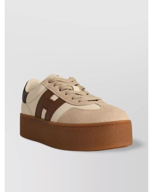 Hogan Brown Leather Low-Top Sneakers