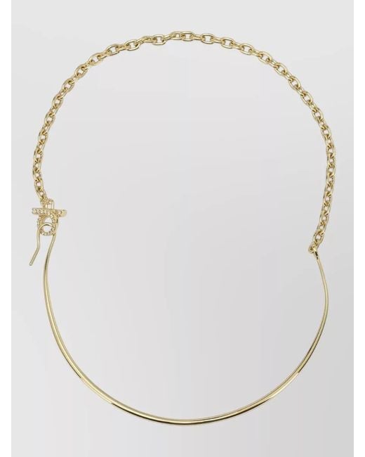 Ferragamo White Gancini Necklace Tone Chain Pendant