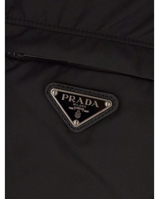 Prada Black Collared Jackets Elastic Cuffs for men