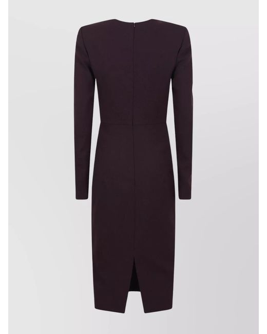 Victoria Beckham Purple Long-Sleeve Fitted Dress