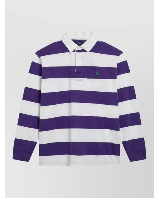 Polo Ralph Lauren Blue Regular Fit Striped Long Sleeve Polo Collar for men
