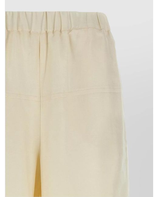 Max Mara White Silk Linen Wide-Leg Trousers