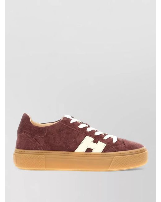 Hogan Brown Leather H705 Sneakers Rubber Sole Suede