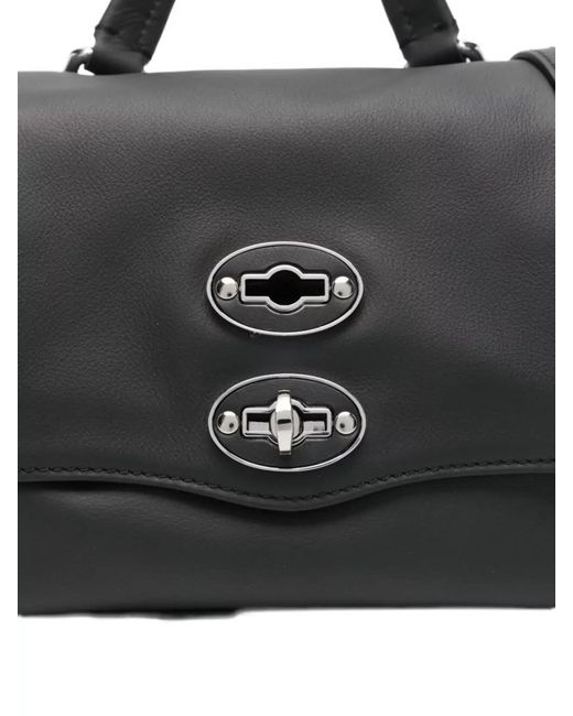 Zanellato Black Postina Saeta Baby Leather Crossbody Bag