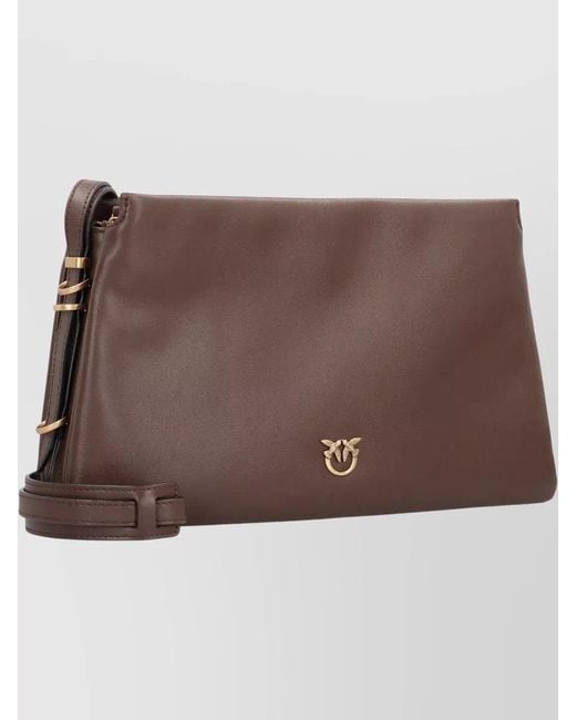 Pinko Brown Triple Step Leather Crossbody Shoulder Bag