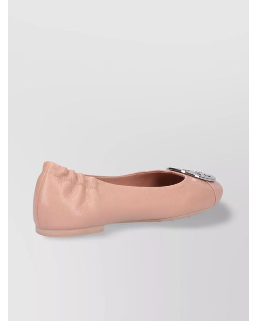 Tory Burch Pink Leather Ballerina Shoes