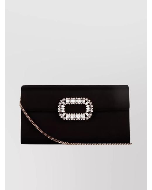 Roger Vivier Black Silk Satin Clutch Bag