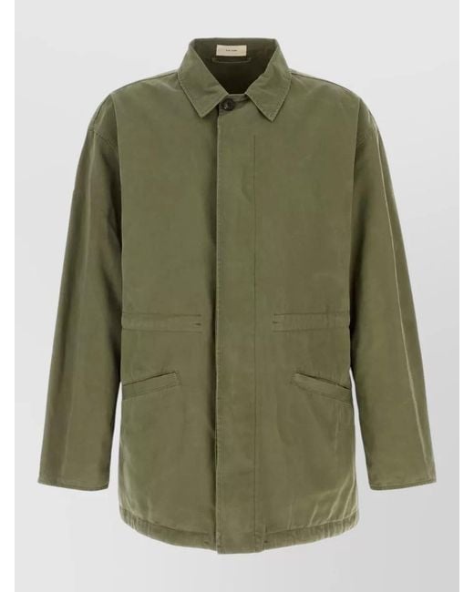 The Row Green Cotton Maxence Jacket Collared Front Pockets for men