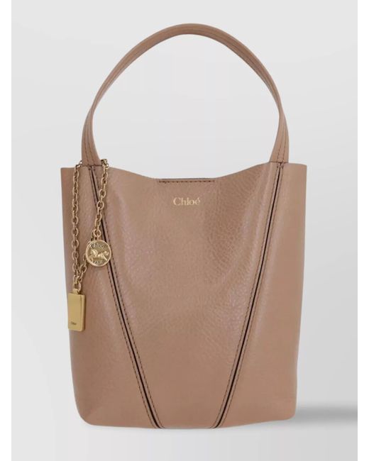 Chloé White Small Spin Tote Bag Leather