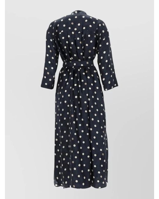 Max Mara Blue Silk Printed Midi Dress