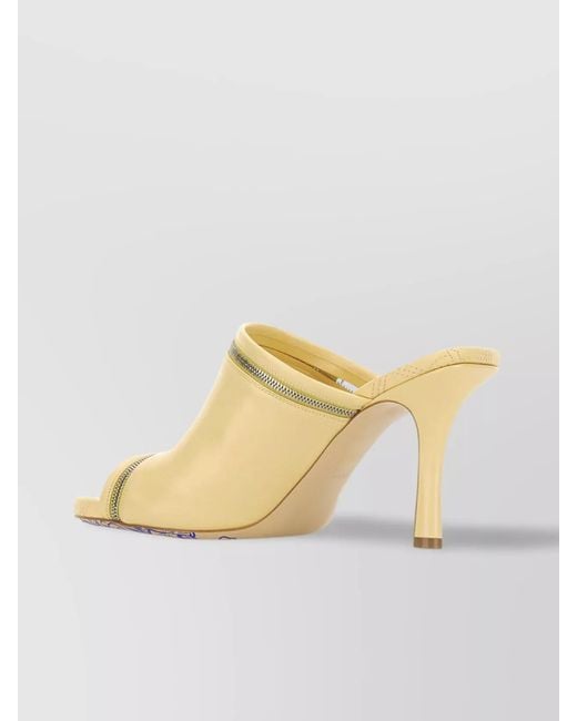 Burberry Metallic Leather Peep-Toe Mules