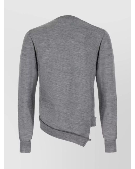 Comme des Garçons Gray Ribbed Asymmetric Cotton Sweatshirt for men