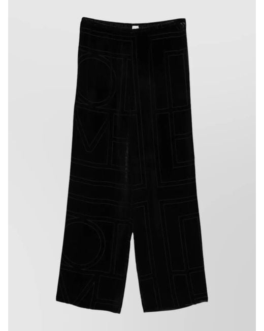 Totême Black Silk Wide-Leg Trousers