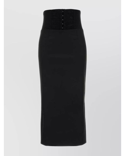 Dolce & Gabbana Black Midi Straight Skirt