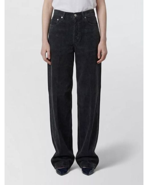 Haikure Blue Corduroy High-Rise Wide-Leg Jeans