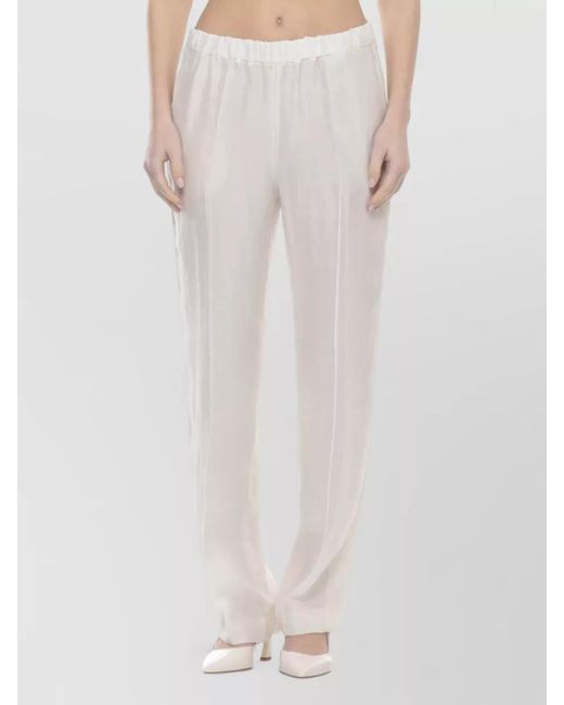 Fabiana Filippi White Straight Leg Viscose Trousers Pleated Front