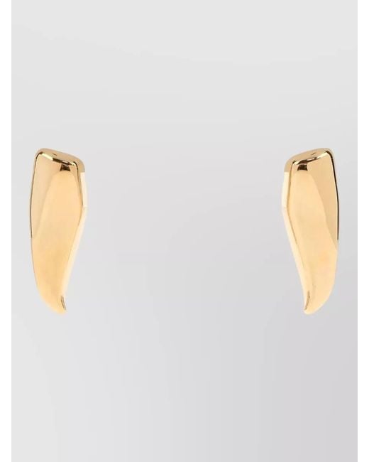 Bottega Veneta White Large Prisma Sculptural Design Earrings Polished