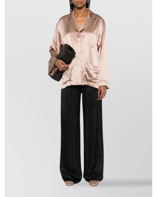 Max Mara Pink Silk Satin Long-Sleeve Tunic Jacket