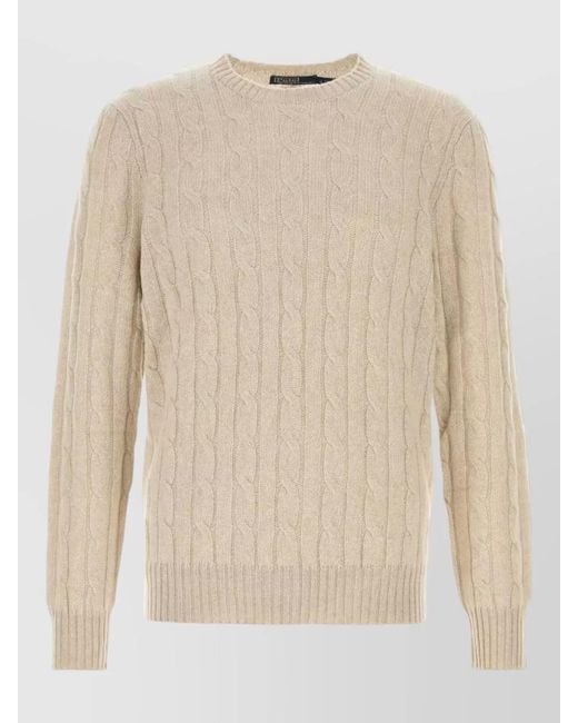 Polo Ralph Lauren Natural Cashmere Sweater Cable Knit Crew Neck for men