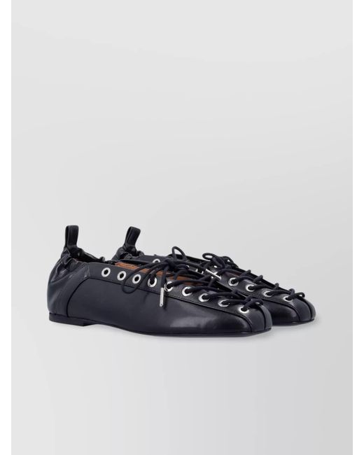 Ganni Blue Lace-Up Ballerina Flats
