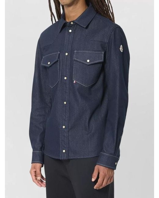 Moncler Blue Regular Solid Shirt for men
