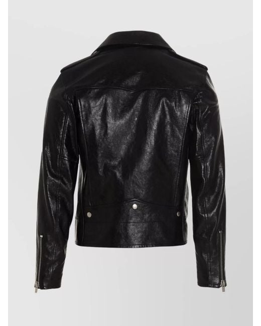 Saint Laurent Black Leather Biker Jacket for men