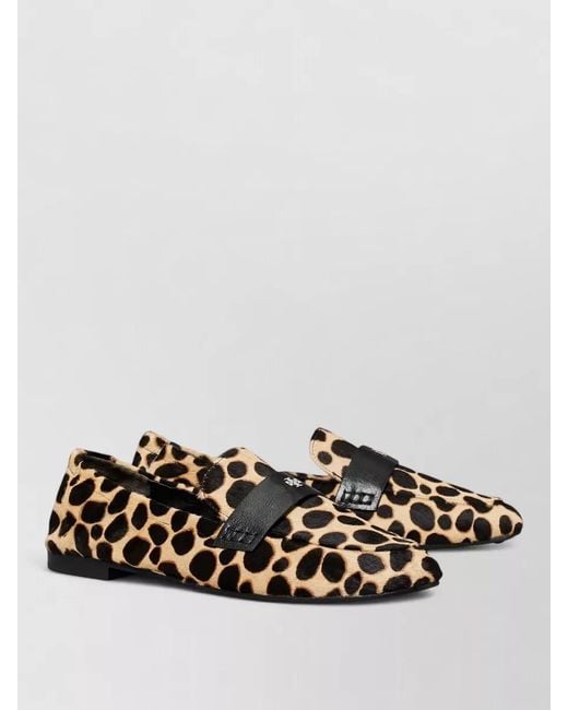 Tory Burch White Printed Calf Hair Loafers