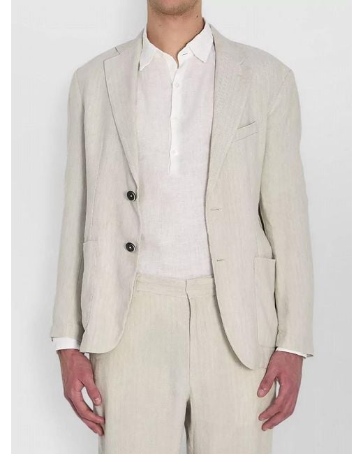 Barena White Herringbone Single-Breasted Blazer for men