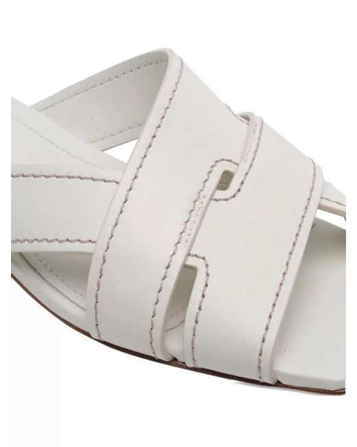 Tod's Natural Leather Flat Sandals