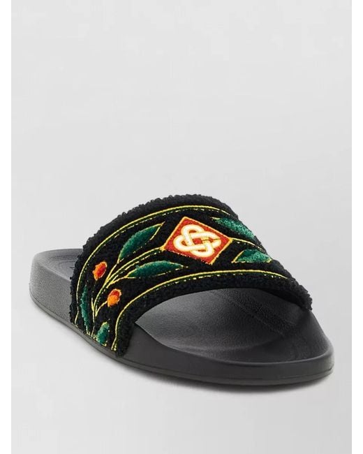 Casablanca Black Laurel Terry Slides Open Toe Flat Sole for men